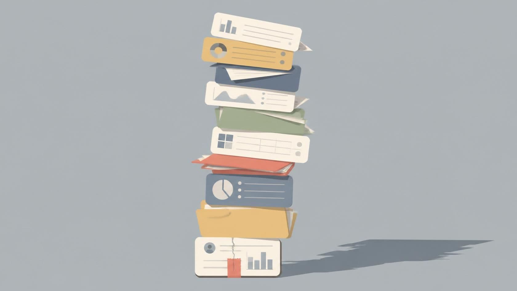 Illustration of data debt as a compounding stack of mismatched records built on old shortcuts.
