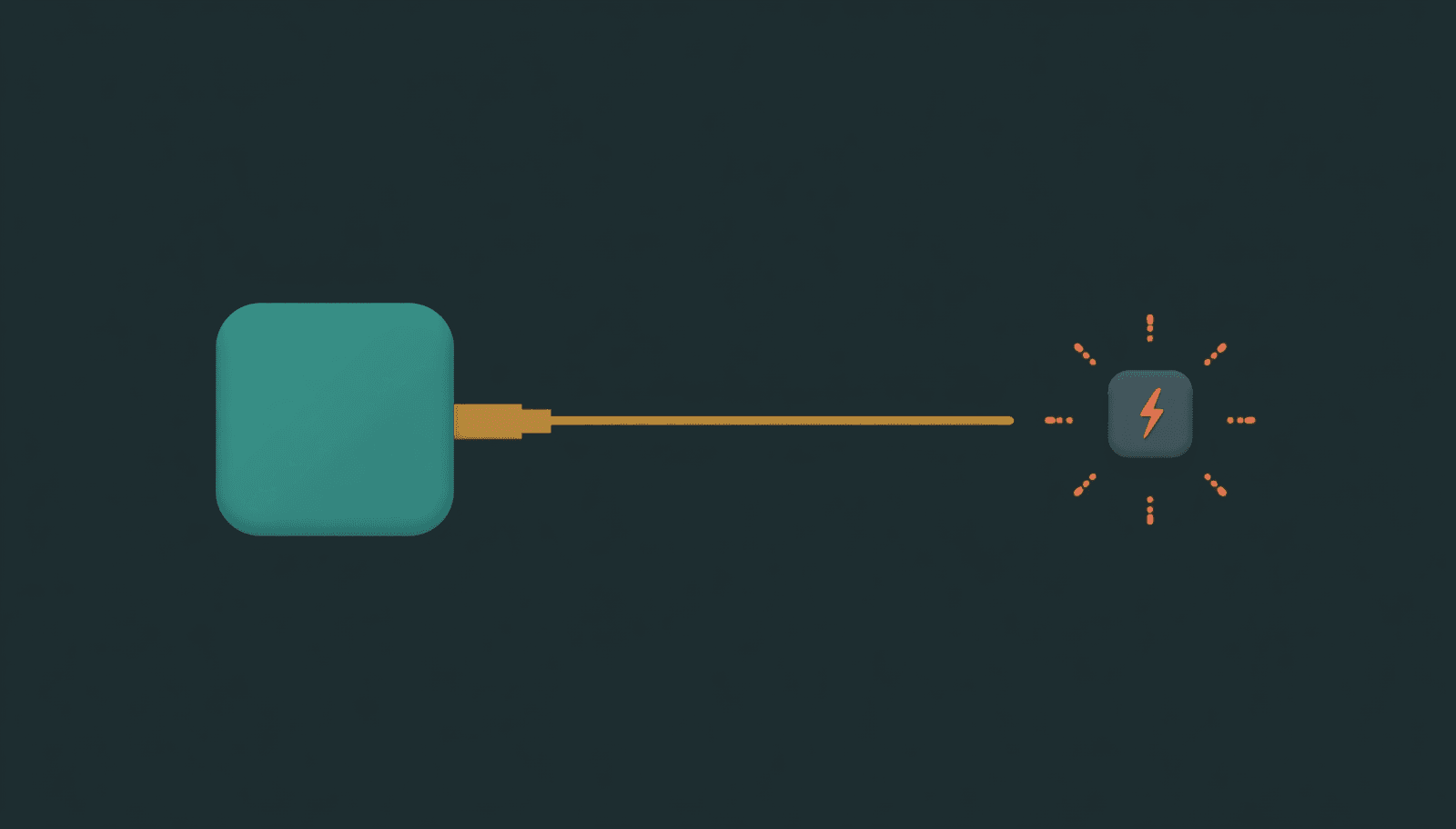 A conceptual illustration on a light ash background showing a straight dark-blue horizontal line running across the full width of the image. Three heavy teal geometric cylinders hang from the line at equal intervals, each pulling it downward into a sag. The centre cylinder creates the deepest bow. A faint orange glow radiates outward below each sagging point.