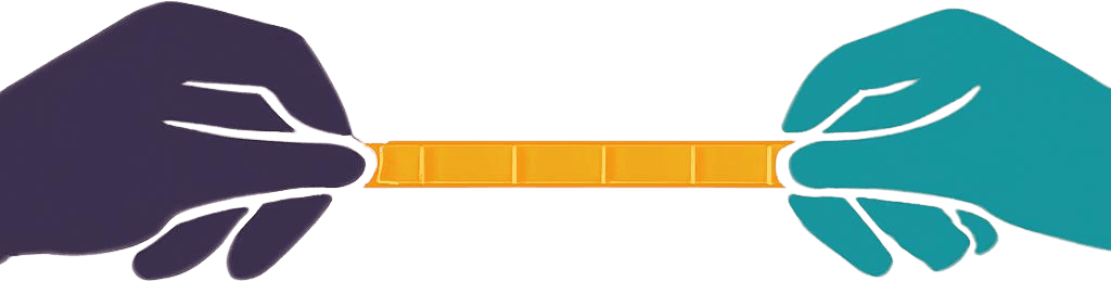 Illustration of two hands — one representing telecom operators, one satellite operators — pulling opposite ends of a segmented gold band symbolising contested satellite spectrum.